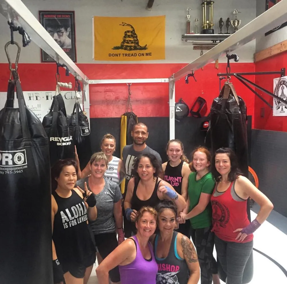 Cardio kickboxing group class at HB Fight Club Huntington Beach CA